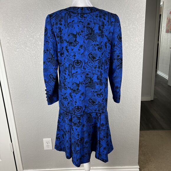 Vintage 80s Helga Wayne Kastning Size 14 Asian Inspired Drop Waist Shift Dress - Picture 4 of 8